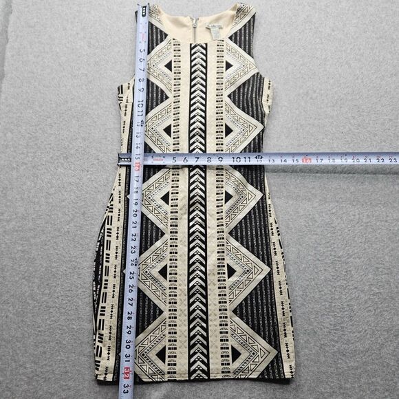 Aztec Print Bodycon Beige and Black Dress - Picture 7 of 7